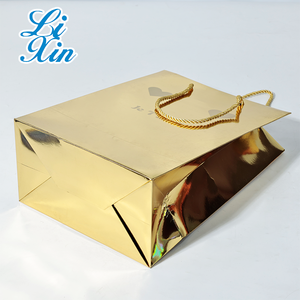 Vendita all'ingrosso Eco Friendly riciclare porta via Shopping grande borsa di carta in cartone oro olografico con manici - Product Image 1