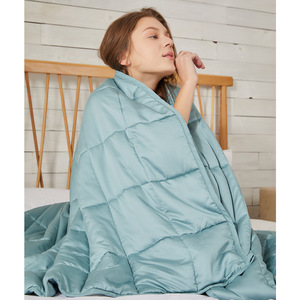 Bamboo Fiber <b>Weighted</b> <b>Blanket</b> Summer Cool Comfort Solid Color Quilted Lightweight Bedding - Product Image 2