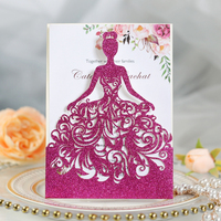 Carte d'invitation scintillante découpée au laser pour la Saint-Valentin, anniversaire de mariage, anniversaire de fille, carte d'invitation pour la Saint-Valentin