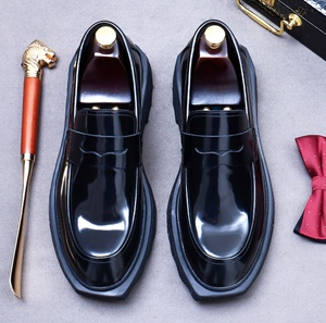 Men's Genuine Leather Floral Pattern Waterproof Lightweight <b>Flat</b> Formal Business Loafers Slip <b>Pointed</b> <b>Toe</b> British Buckle - Product Image 2