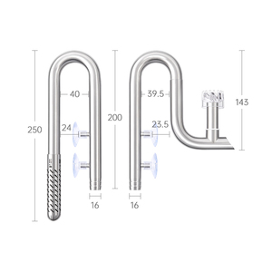 WEEKAQUA Tuyau de lys en acier inoxydable mis à jour 16mm avec ventouses avec filtre d'écumoire de surface Accessoires d'entrée et de sortie de seau - Product Image 1