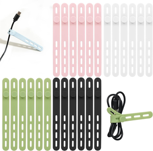 Custom Silicone Cable Ties Adjustable Fastening Cable Management Straps Silicone Wire Cord Organizer