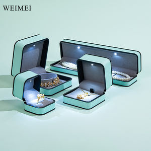 WEIMEI Custom Logo <b>Boxes</b> Luxury leatherette paper Led Light <b>Jewelry</b> Gift Rings Necklace Jewellery Box Packaging - Product Image 1