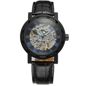 Luxury Men Skeleton Mechanical <b>Watch</b> Premium Leather Band Exquisite Carved Movement Classic Roman Numerals Business Casual <b>Watch</b> - Product Image 6