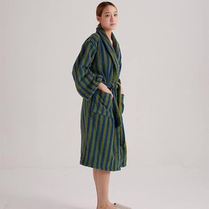 Venta caliente <span class=keywords><strong>de</strong></span> lujo <span class=keywords><strong>de</strong></span> algodón puro Color tejido rayas felpa esponjosa pareja Albornoz largo Albornoz - Product Image 5