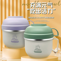 Récipient de stockage des aliments étanche à double couche en acier inoxydable 304 avec poignée et couvercle Bento Lunch Box Soup Bowl Noodle Pot