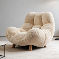 Fauteuil individuel de salon avec revêtement en tissu de laine et cadre en bois, fauteuil d'appoint pour la maison ou le bureau