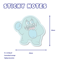Bloc-notes adhésifs découpés en forme de monstre étrange américain, pot de bonbons en plastique, 46x46mm, 30 feuilles, personnalisable |   Recrutement mondial exclusif