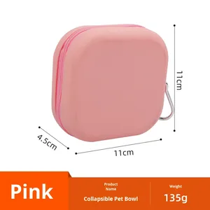 Nouveau bol pliant en silicone 2 en 1 pour animaux de compagnie avec fermeture à glissière pour le transport en plein air du bol d'alimentation pour chat et chien - Product Image 6