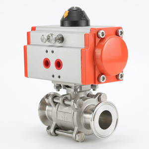 Vanne à bille pneumatique à passage direct à trois pièces à dégagement rapide de type pince Q681F-16P en acier inoxydable 304 avec filetage interne - Product Image 4