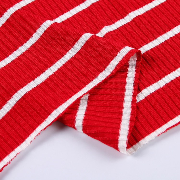Низкая цена недеформируемый Красный Полосатый трубчатый ребра вязать ткань полиэстер
