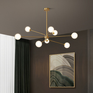 Lampe 'Magic Bean' en cuivre massif, style nordique moderne minimaliste, lustre de luxe pour salon, chambre à coucher, salle à manger, usage domestique - Product Image 2