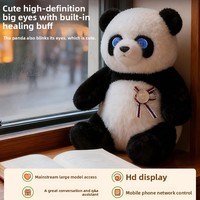 Breloque de sac à dos AI Panda en peluche, ours suspendu avec yeux LED bleus et nœud, pour sacs d'école, étudiants, navetteurs, cadeau portable