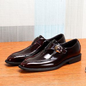 Mocassins pour hommes Leopold à bout pointu en cuir verni brillant noir – Chaussures de ville, décontractées, de mariage, respirantes et antidérapantes - Product Image 4