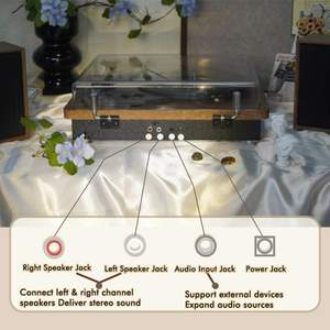 Tourne-disque <span class=keywords><strong>vinyle</strong></span> rétro vintage 3 vitesses avec enregistreur, haut-parleurs Bluetooth 5W*2, en bois, moule privé, marque OEM - Product Image 4