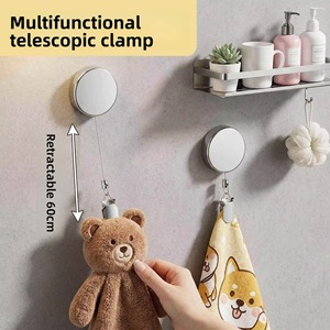Support de serviette rétractable M-50 sans perçage, pince à serviette auto-rétractable avec adhésif puissant, support mural en métal robuste - Product Image 2