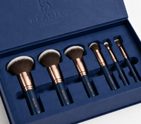 Boîte cadeau pliable magnétique en carton bleu avec insert en EVA personnalisé avec logo en relief de qualité supérieure pour pinceaux de maquillage
