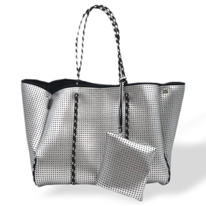 Borsa Tote grande in Neoprene da donna con chiusura a coulisse e decorazione a catene per avventure in spiaggia <span class=keywords><strong>o</strong></span> estive - Product Image 1