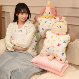 Ensemble <span class=keywords><strong>couverture</strong></span> et oreiller <span class=keywords><strong>en</strong></span> coton avec motif de sac mignon aux grands yeux, rembourrage <span class=keywords><strong>en</strong></span> fibre pour canapé - Product Image 5