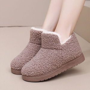 Autumn <strong>Winter</strong> <strong>Lady</strong> Sherpa Thermal Snow Boots Breathable Plush Lining Round Toe Ankle Boots Women Fashion Home Fuzzy <strong>Shoes</strong> - Product Image 2