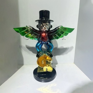 Sculpture Pop Art <span class=keywords><strong>Monopoly</strong></span> avec Statue Dollar, Hommage à Alec Rich Man, Plaqué Chrome, Cône d'argent, Alex avec Ailes - Product Image 2