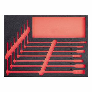 Sistema de almacenamiento con tablero perforado de plástico con herramientas y etiquetas rojas para la organización del almacén - Product Image 1