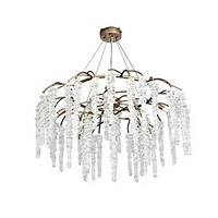 Lustre ovale en laiton et cristal de style américain, télécommande, hauteur réglable, utilisation hôtelière, design moderne, tailles personnalisées disponibles