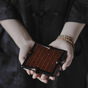 Bamboo Woven <b>Teacup</b> Coaster Square Durable Heat Insulating Tea Ceremony Accessory - Product Image 1