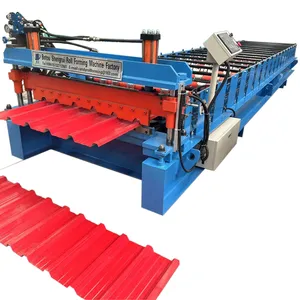 High Speed Galvanized Color Steel Roofing Panel Sheet Electric Shear Trapezoidal Profile Roll Forming Machine Production Line