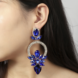 Nouvelle Arrivée Boucles <span class=keywords><strong>d</strong></span>'Oreilles Pendante Fleur de Mariée en Laiton Plaqué Or Magnifiques <span class=keywords><strong>Strass</strong></span> en Forme de Cœur Exagérés pour Anniversaire <span class=keywords><strong>Femme</strong></span> - Product Image 1