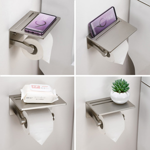 <span class=keywords><strong>Portarotolo</strong></span> Moderno in Alluminio con Adesivo e Mensola Porta Telefono - Product Image 2
