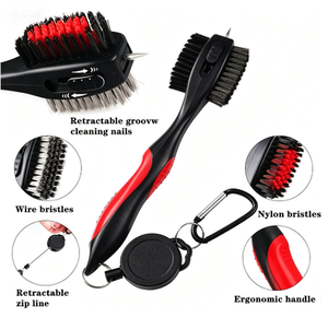 CS Lot de 2 brosses de nettoyage de clubs de golf magnétiques rétractables de 60 cm avec <span class=keywords><strong>mousqueton</strong></span>, tête surdimensionnée et poignée confortable pour balles et chaussures - Product Image 5