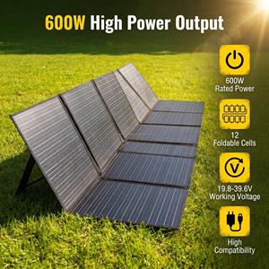 แผงโซลาร์เซลล์แบบพับได้ 600W 12 ชิ้น ดีไซน์ 6x2 19.8-39.6V พร้อมสายเคเบิล 5 เมตร สำหรับสถานีไฟฟ้าพกพา รถบ้าน แคมป์ปิ้ง ใช้ในบ้านกรณีฉุกเฉิน - Product Image 2