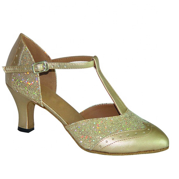 Velez Tacones Cerrados De Cuero Liso Dorado | Zapatos Mujer * MP Techno