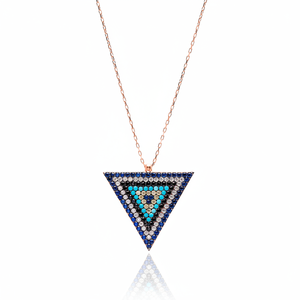 Colgante con Diseño de Triángulo y Circonitas, Hecho a Mano en Turquía, Joyería de Plata de Ley 925 al por Mayor - Product Image 2