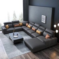 Sofá Modular en Forma de U Contemporáneo de 7 a 8 Plazas, Sofá Seccional Reclinable de Microfibra, Juego de Sofás Cama para Sala de Estar de Apartamento o Villa
