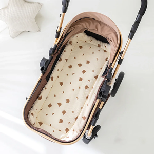 Coussin et tapis de siège de poussette pour bébé en coton biologique doux et chaud, écologique, en mousseline de coton, dessin animé, toutes saisons, accessoires de voiture pour enfants - Product Image 5