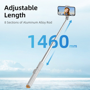 Trépied de téléphone pliable tout-en-un en alliage d'aluminium léger gris, perche à <span class=keywords><strong>selfie</strong></span> extensible, télécommande sans fil compatible <span class=keywords><strong>iPhone</strong></span> - Product Image 4