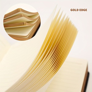 A5 Super Thick Hardcover Leather Journal Organizer/Planner Gold Edge Retro <b>Memo</b> <b>Pad</b> 208 Sheets Customized Logo Digital Printing - Product Image 4