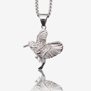 Hip <span class=keywords><strong>Hop</strong></span> Animaux Oiseaux Cubique Zircone Étanche Sans Ternissure Pvd En Acier Inoxydable De Mode Bijoux Pendentif Colliers Homme Hommes Mâle - Product Image 5