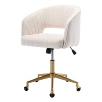 Chaises de bureau confortables et personnalisables en tissu beige pour salon, chambre, bureau, coiffeuse et bureau à domicile, avec roulettes pivotantes réglables