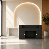 Comptoir d'accueil professionnel contemporain de style nordique en contreplaqué durable pour clinique dentaire, avec plans de conception et service gratuit
