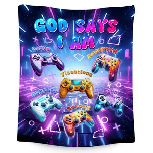 Fantasy Game Controller Flannel Blanket Throw Blanket Nap Blanket Fade Resistant Lightweight for Travel <b>Camping</b> Custom Print - Product Image 3