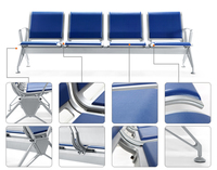 Chaises d'attente d'aéroport personnalisées en usine, sièges durables en PU, chaise de liaison pour salon de terminal, banc de réception pour salle d'attente publique