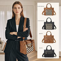 Sac à bandoulière à carreaux avec motif de grilles pour femmes, sac fourre-tout de luxe à bandoulière avec logo personnalisé élégant