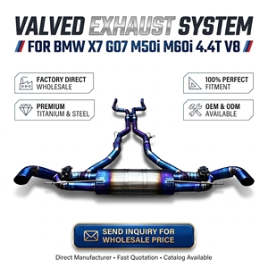 Système d'échappement Catback Vortex Blue Titanium avec valves pour BMW X7 G07 M50i M60i 4.4T avec double sorties de pot d'échappement effet flamme - Product Image 1