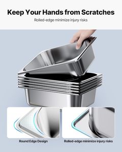 OV0006 Set di 6 Vaschette in Acciaio Inox per Cottura a Vapore, Formato 1/2, Profondità 4 Pollici, Antiaderenti, per <span class=keywords><strong>Ristoranti</strong></span> e Catering - Product Image 3