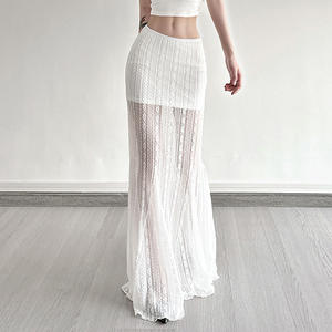 INS French Lace Mermaid Maxi <b>Skirt</b> Women Sheer Mesh Slim Fit <b>High</b> <b>Waist</b> Bodycon Sexy Chic <b>Long</b> <b>Skirt</b> - Product Image 5