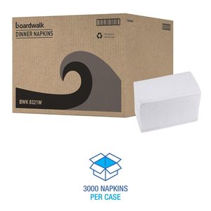 Serviettes de table pliées en 8 Boardwalk, 2 plis, 15 x 17, blanches imprimées, en papier coloré, 300 par paquet, 10 paquets par carton - Product Image 4