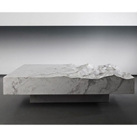 SH STONE Design unique Table basse en marbre noir à surface liquide et basse ronde naturelle moderne